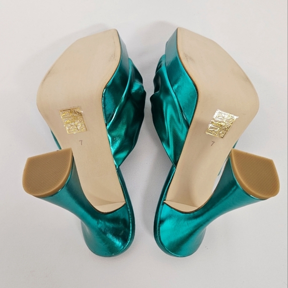 Jeffrey Campbell Hollyweird Platform Metallic Shine Heels In Emerald Size 7 - Picture 8 of 9
